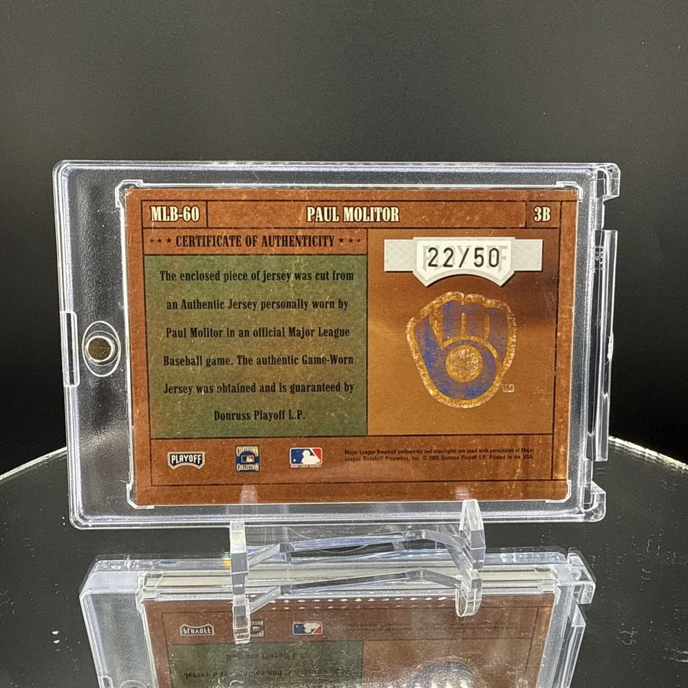 2004 Donruss Prime Cuts Paul Molitor Jersey Signatures /50 Auto HOF